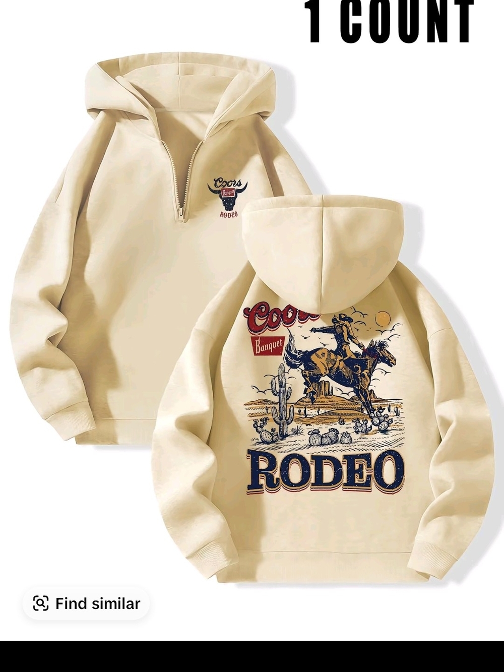 Unbranded Men’s Cream Rodeo Graphic Hoodie Sweater